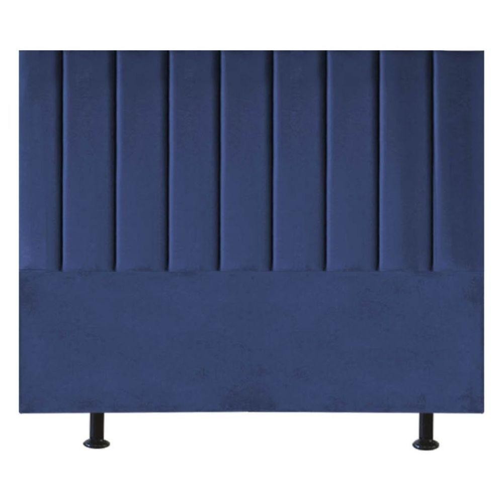 Cabeceira Estofada Cama Casal Queen Size 160 Cm Paolla Suede azul Marinho