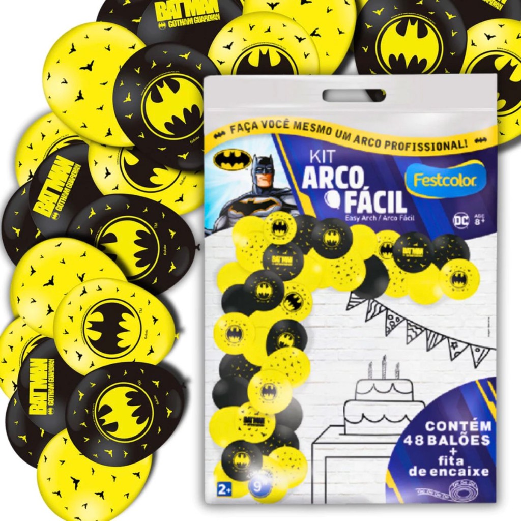 KIT ARCO FACIL DE BALOES BALOES BATMAN  n°9 48 UN + 1 FITA ARCO  FESTCOLOR