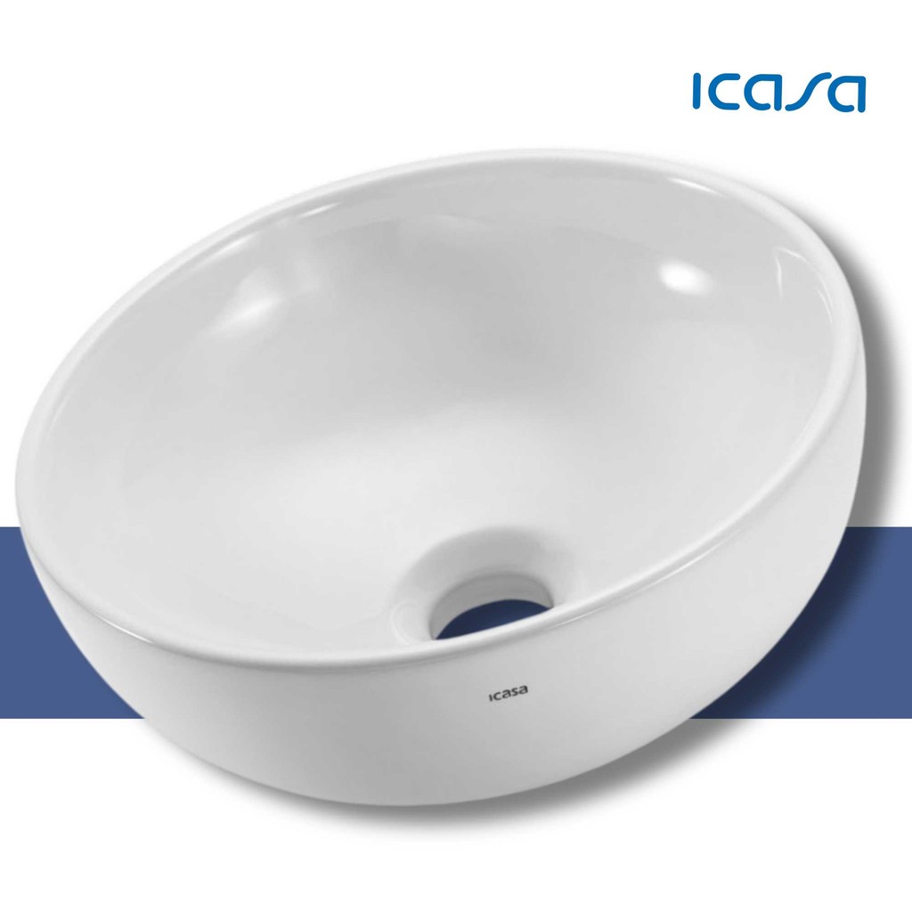 Cuba de Apoio Banheiro Redonda Branca Cerâmica 30cm Icasa