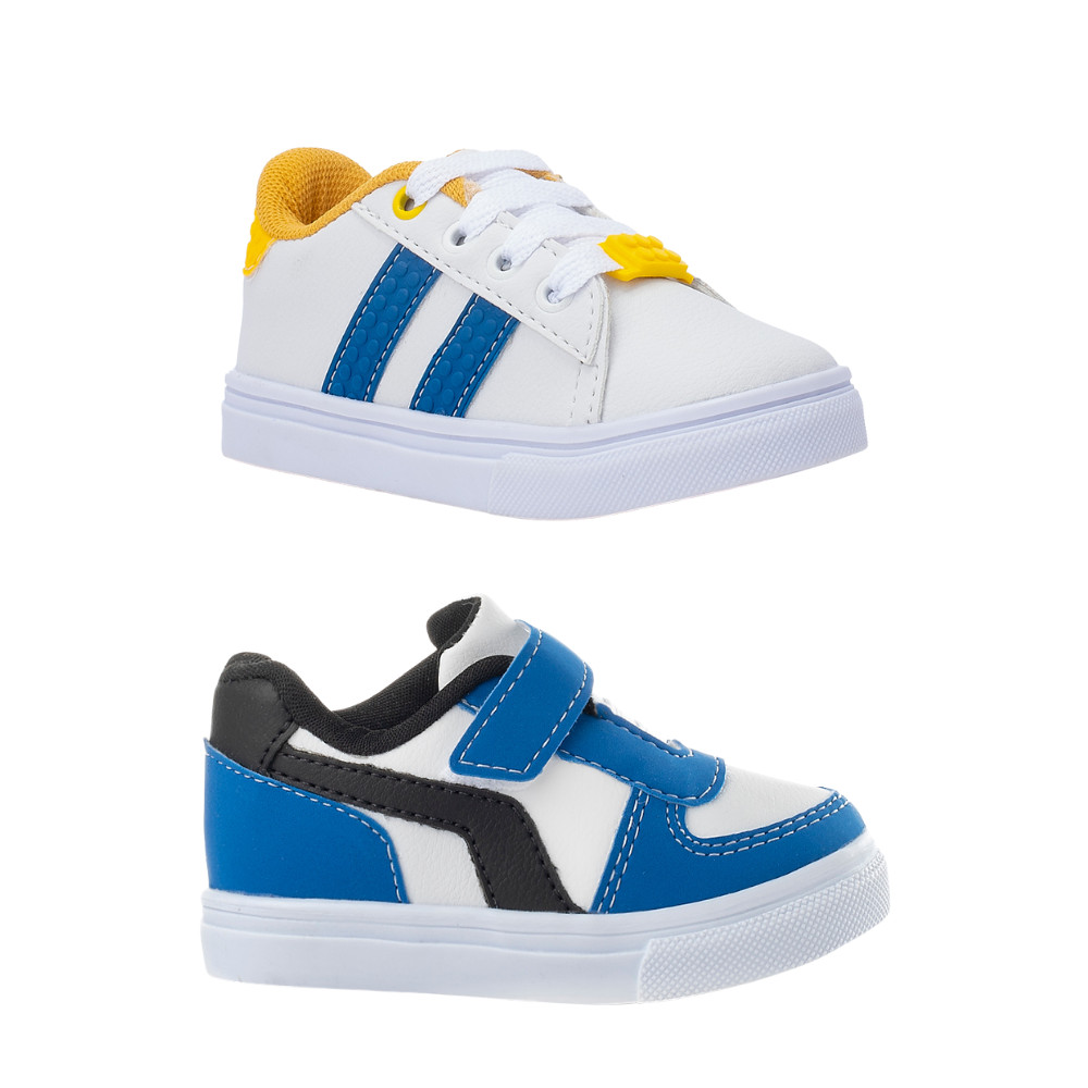 Combo Masculino Infantil 2 Pares Tenis Casual Menino Funfy Confortavel em Oferta na Shopee