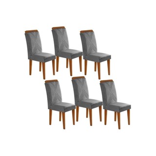 Cadeira Sala de Jantar Amsterdã Kit 6 Un Imbuia - Veludo Grafite - Rufato em Oferta na Shopee