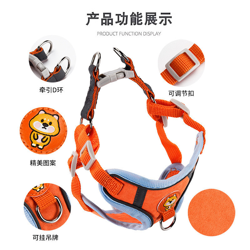 Coleira Peitoral Cachorro E Gato, Conjunto De Guia + Coleira Tipo Colete Para Pet Pequenos E Médios