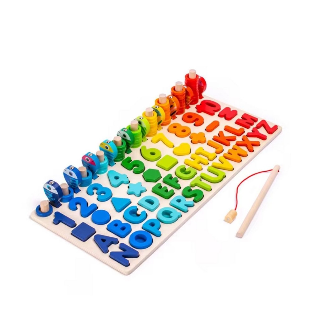 Brinquedo  Pedagógico Montessori 3d Letra Número com Pescaria Magnético