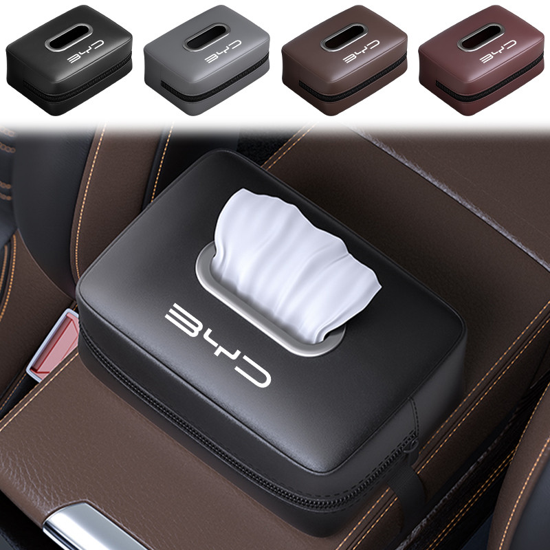 1pcs Car Leather Tissue Box Car Storage Bag for BYD Atto 3 Yuan Plus F3 E6 F0 G3 I3 Ea1 Song Max Tang
