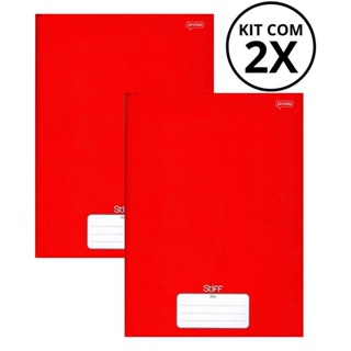 Kit Com 2 Caderno Brochura 96 Fls Pautado Capa Dura - Stiff COR:VERMELHO em Oferta na Shopee
