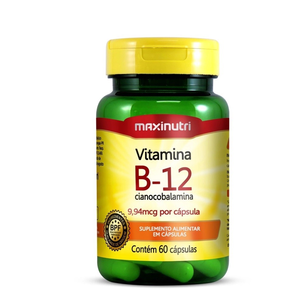 Suplemento Alimentar Vitamina B12 Com 60 Cápsulas -Maxinutri