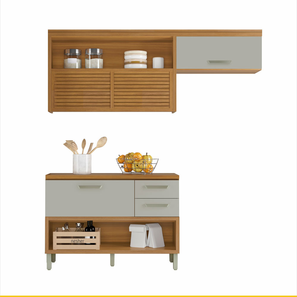 Cozinha Modulada 2 Peças Ripado Nesher Princesa 100 MDF