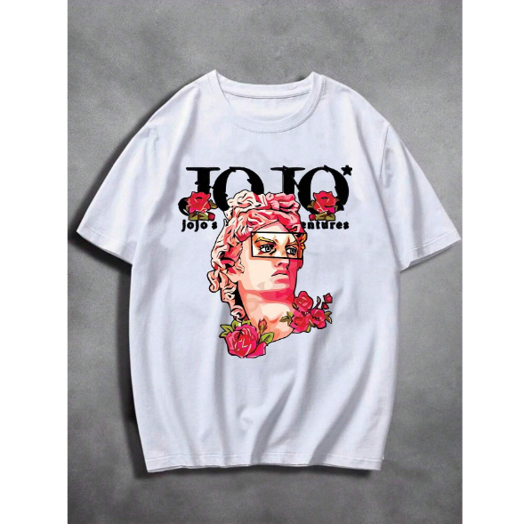 Camiseta Estampa Estátua Rosa Tecido 100% Algodão Streetwear Unissex Lançamento Camisa Moderna Blusa Urbana