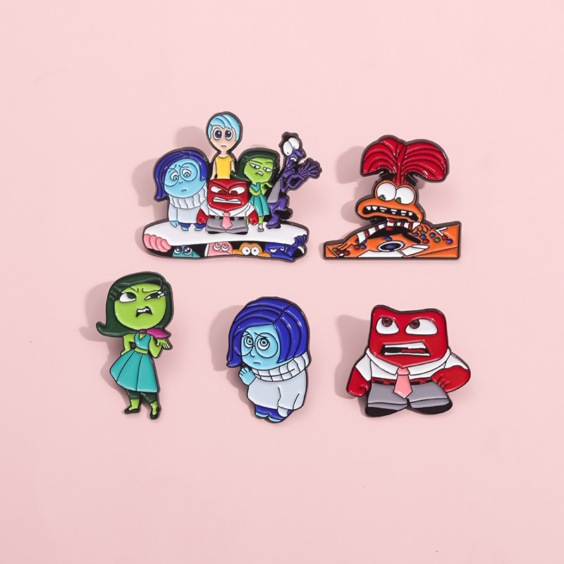 Dentro Para Fora 2 Broche Pinos Filme Personagem Alegria Triste Raiva Emblemas De Metal Presentes Mochila Acessórios