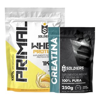 Kit Whey Protein Primal 1kg + Creatina 250g 100% Pura - Soldiers Nutrition