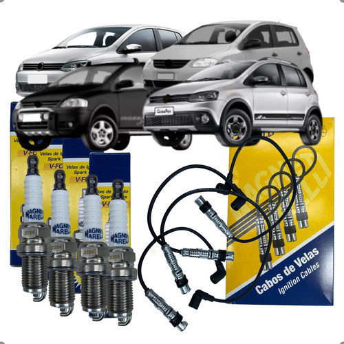 Kit 4 Cabos + Vela Magnet Marelli Fox Crossfox 1.0 / 1.6 2003 2004 2005 2006 2007 2008 2009 Até 2014 em Oferta na Shopee