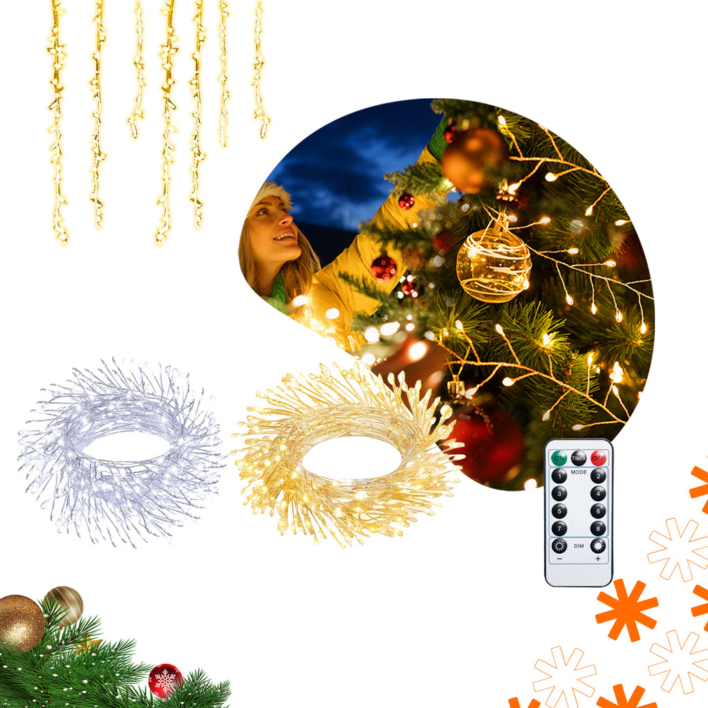 Enfeites de natal fio de fada árvore decoração natalina pisca pisca LED à prova d' água