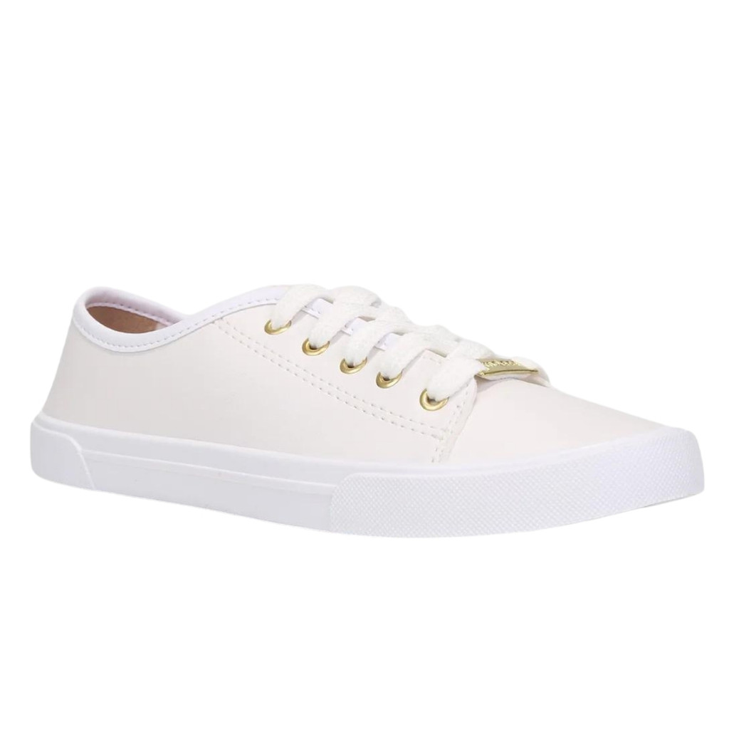 Tênis Moleca Feminino Casual Minimalista Top Cadarços Branco