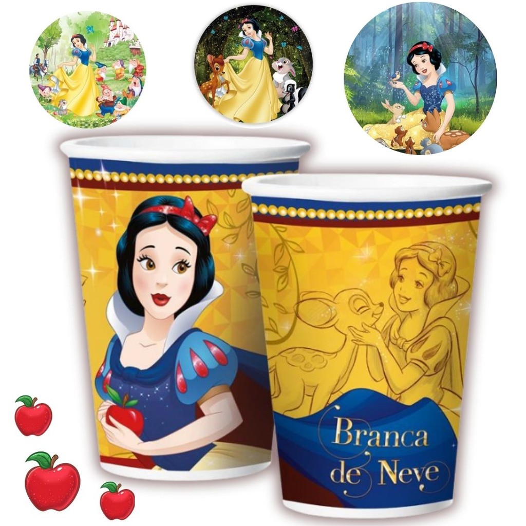 8 COPO PAPEL FESTA   BRANCA DE NEVE 180ML REGINA em Oferta na Shopee