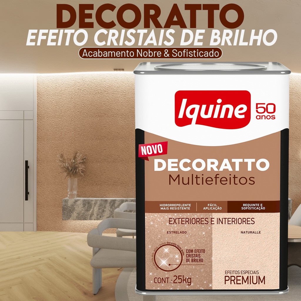 Revestimento Textura Efeito Cristais de Brilho Decoratto 25kg Iquine