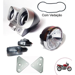 Carcaça Painel Prata C/ Vedação Farol Piscas Orelhas Twister 250 2001 2002 2003 2004 2005 2006 2007 2008