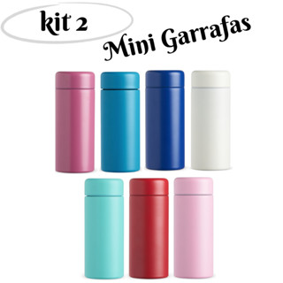 Kit 2 Mini Garrafas Térmica 200 ml pequena agua suco bebida escola faculdade trabalho garrafinha em Oferta na Shopee