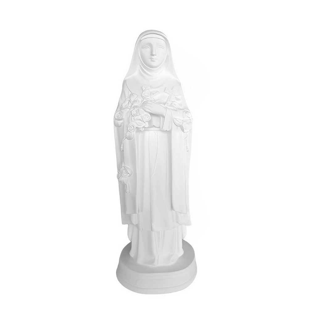 Santa Terezinha 20cm em Gesso Cru Branco Imagem Sacra para Artesanato e Decoração em Oferta na Shopee