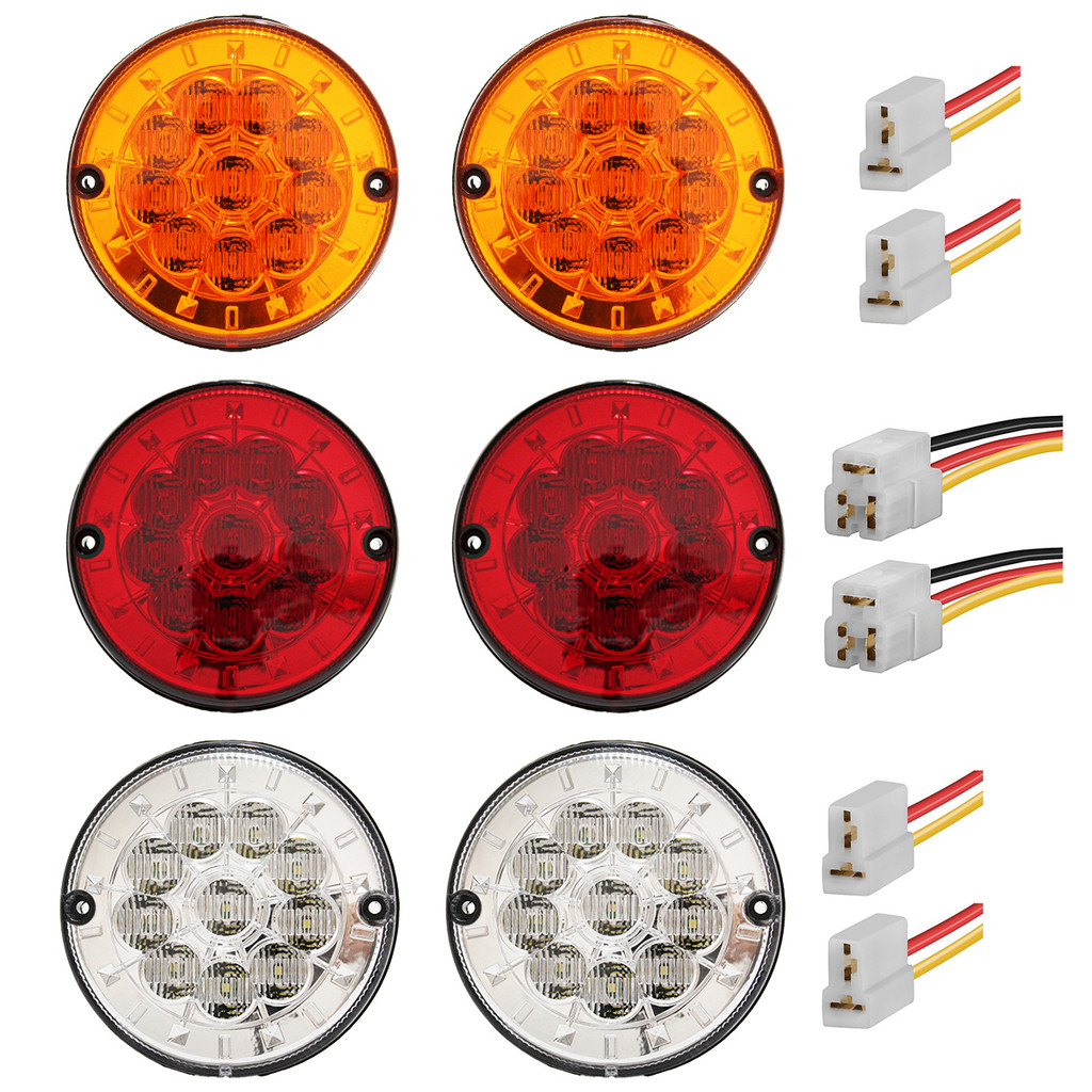 6 Lanterna Traseira 125mm Ônibus Caminhão Carreta 10 LED 12V +Conector