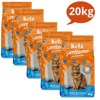 Kit 5 Areia Fina Sanitária Kets Gatissimo Higiênica Granulado Para Gatos Premium 20kg em Oferta na Shopee