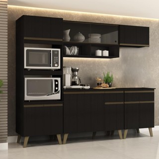 Armário de Cozinha Completa Atlanta Prime Preto Touch em Oferta na Shopee