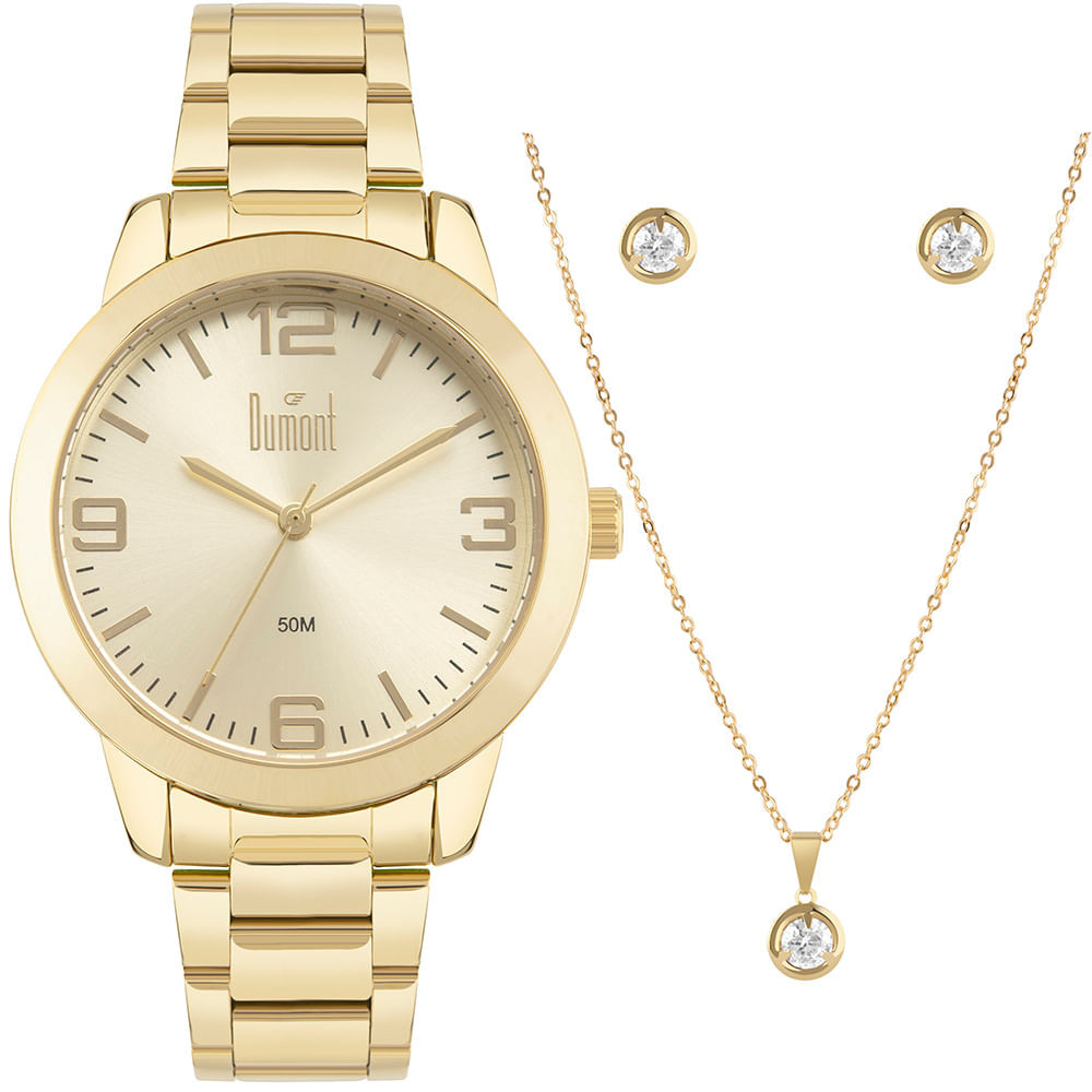 Kit Dumont Feminino Lady Dourado - DUPC21JAB/K1X - Watches