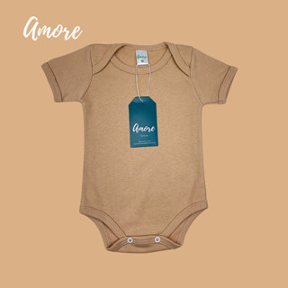 Body Manga Curta Marrom Suedine - 100% Algodão em Oferta na Shopee