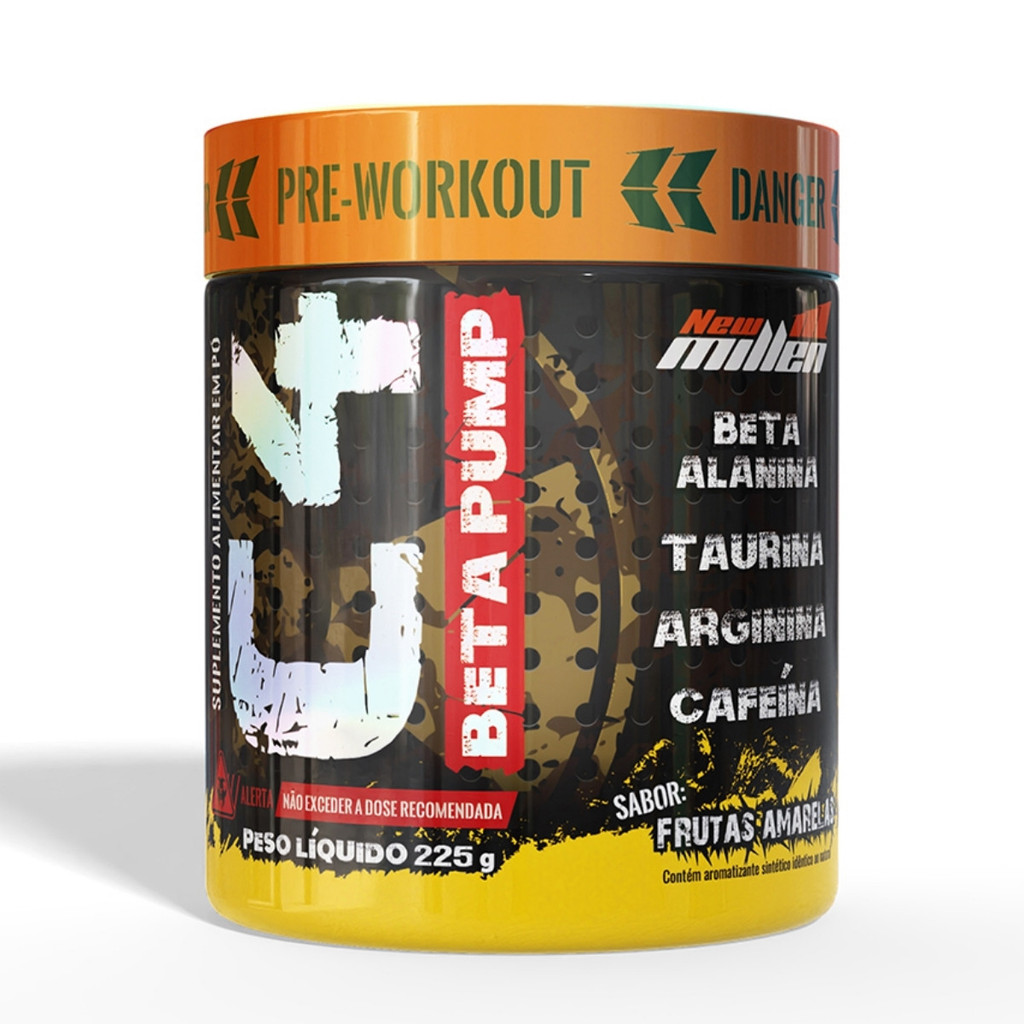 Pré Treino C4 Beta Pump Pre Workout Pote 225g New Millen Frutas Amarelas em Oferta na Shopee