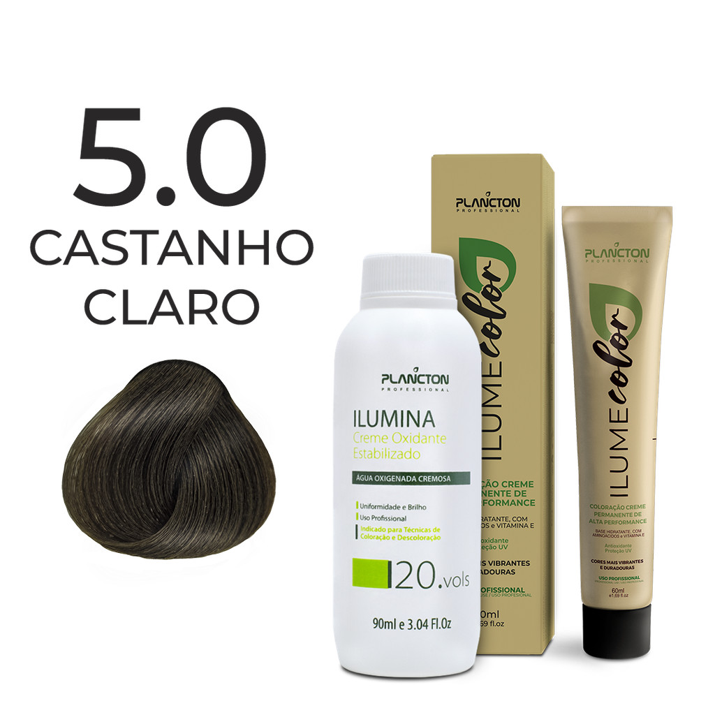 KIT ILUME COLOR PLANCTON - 5.0 CASTANHO CLARO + OX ILUMINA 20V