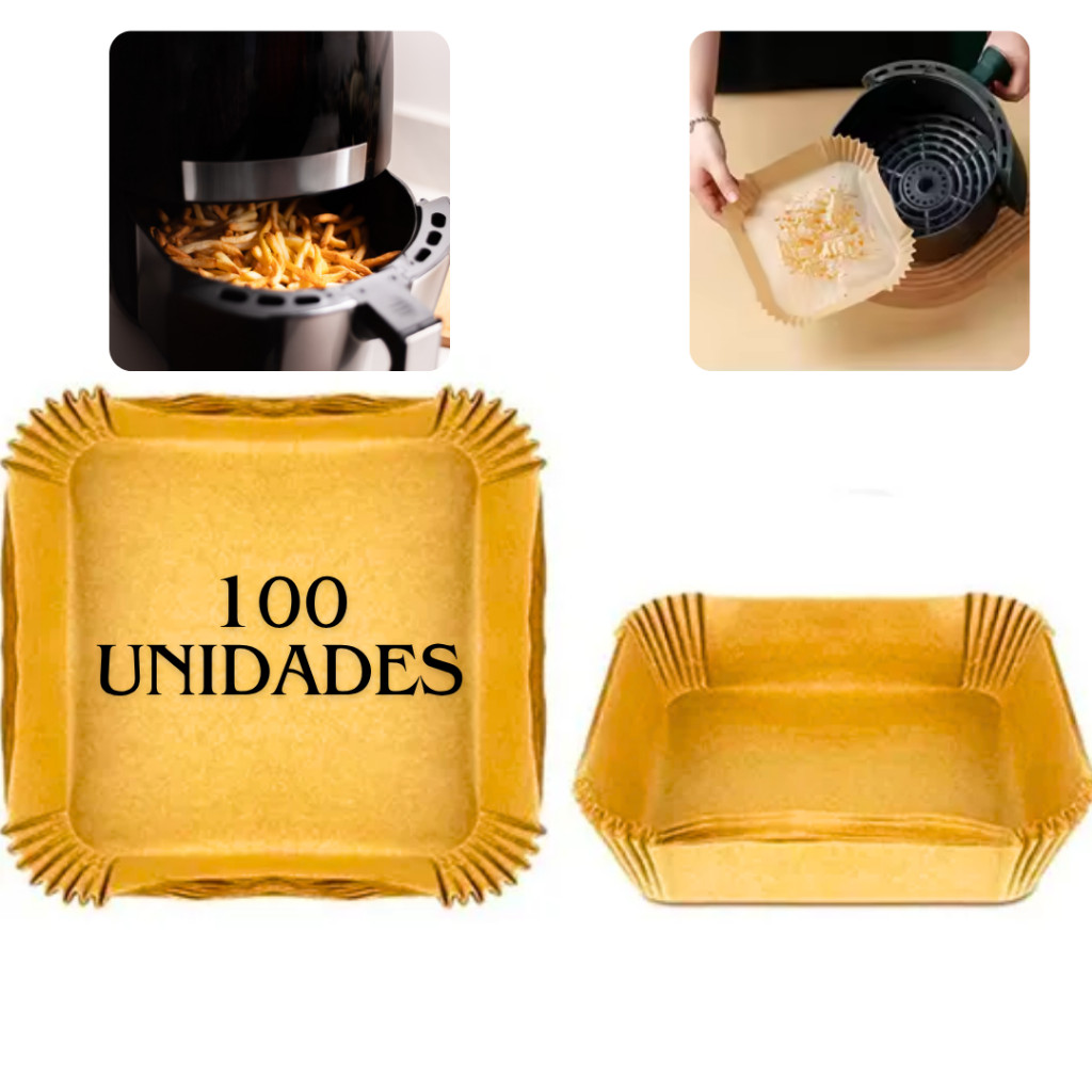 100 Forminhas Descartáveis Retangulares Papel Forneável para Airfryer e Assados