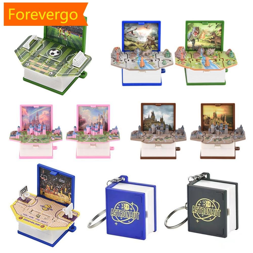 forevergo Engraçado 3D Dobrável Livro Chaveiro Presente De Aniversário 3D Popup Dinossauro Castelo Natal Surpresa Ansied em Oferta na Shopee