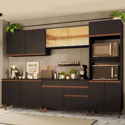 Cozinha Completa Madesa Reims 310001 Com Armário E Balcão Preto