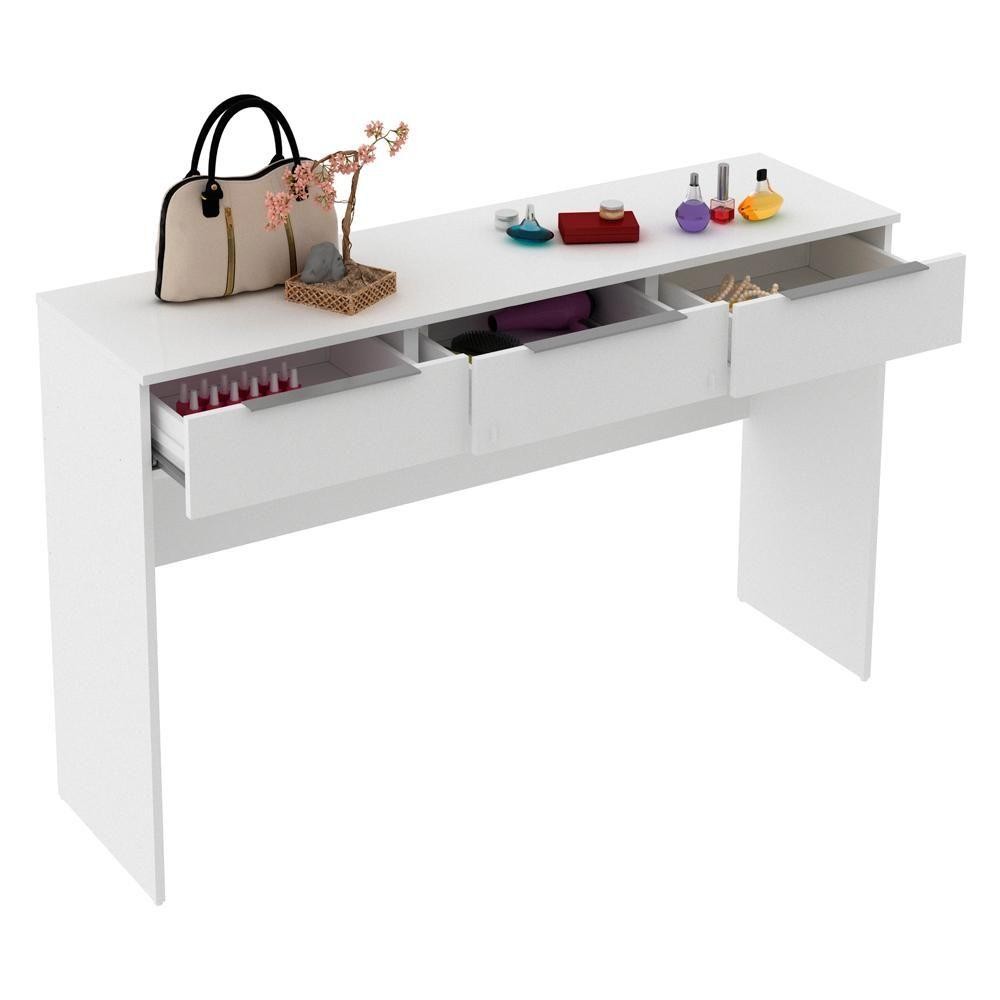 Penteadeira Camarim Carly com 3 Gavetas Branca Madesa em Oferta na Shopee