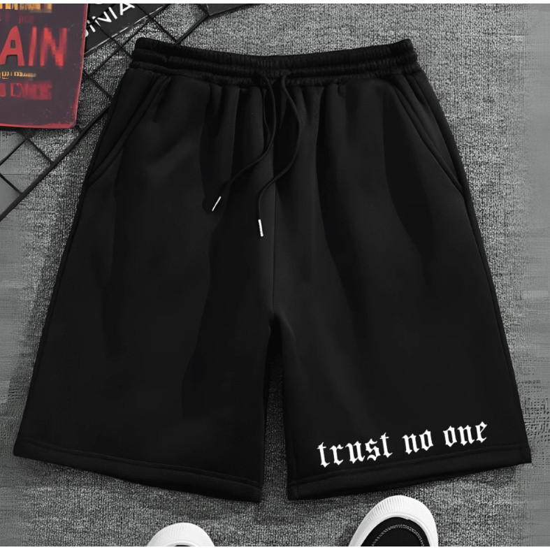 Bermuda Moletom Masculina Verão Flanelada Confortável Estampa Trust No One Moda Gringa