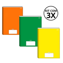 Kit Com 3 Caderno Brochura 96 Fls Pautado Capa Dura - Stiff KITS:KIT 10