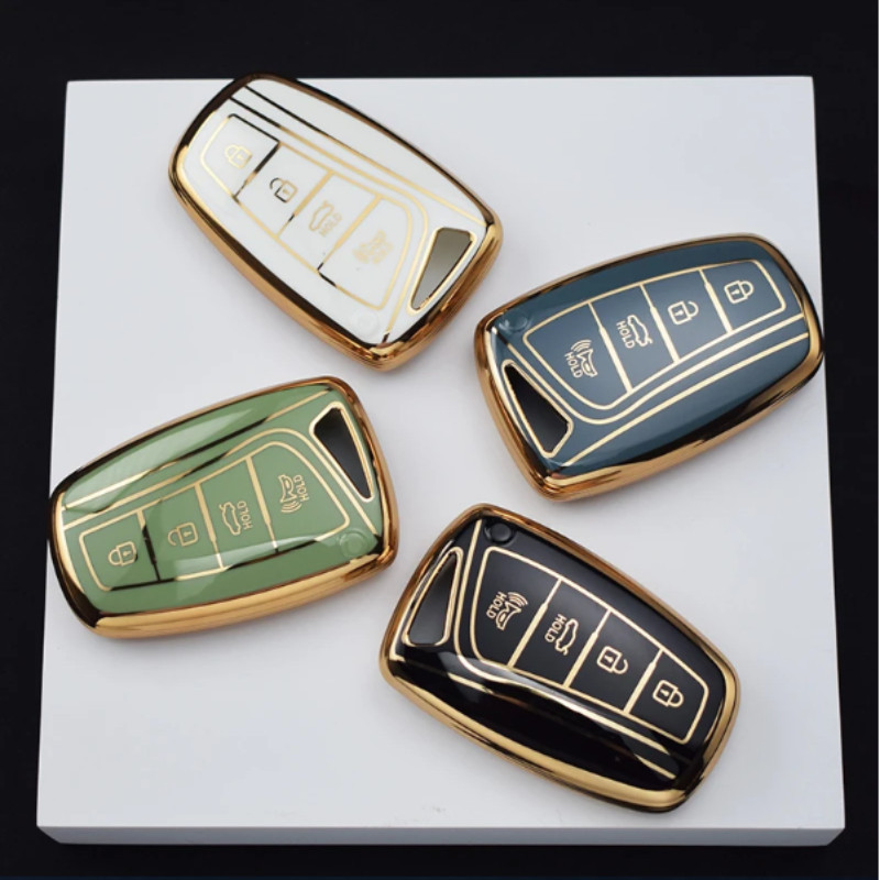 Capa TPU Para Chave De Carro , Hyundai Santa Fe Sport Ix45 Equus Centennial Genesis G80 Grandeur Azera 2013-2016
