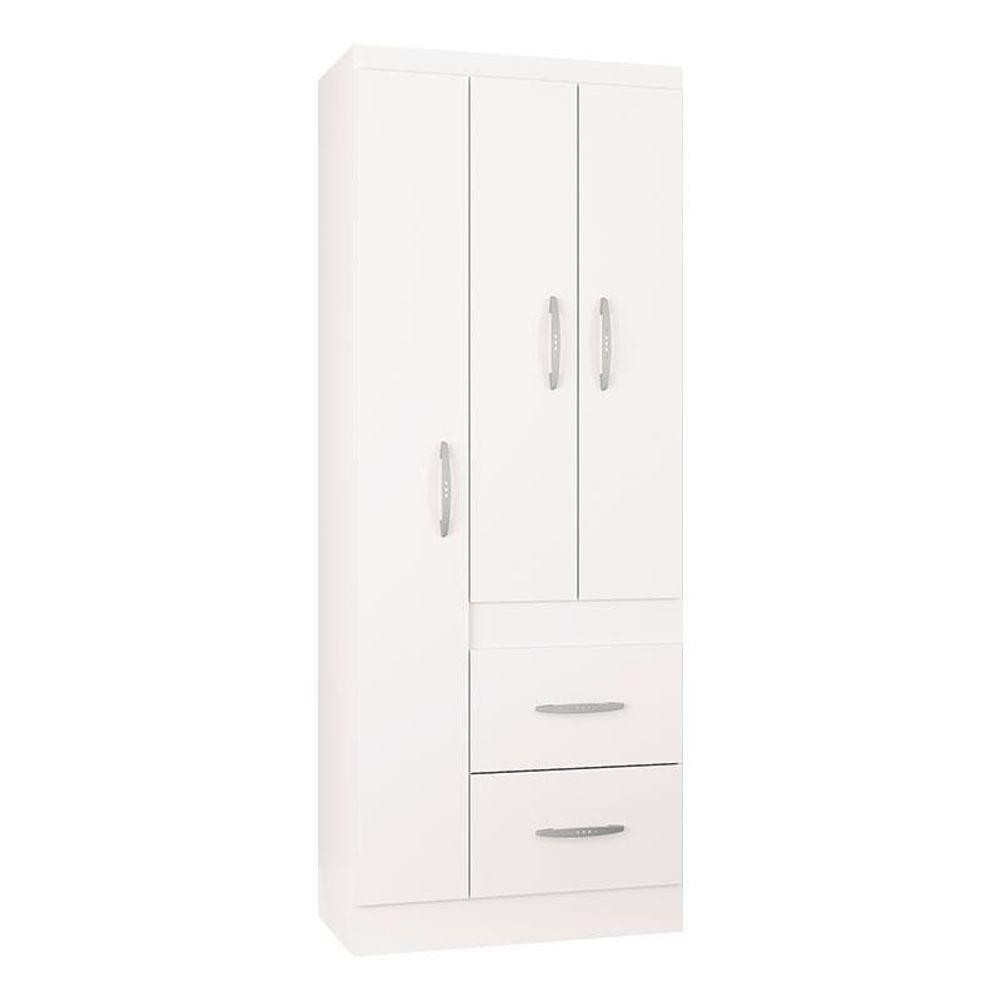 Guarda Roupa Solteiro Milão 3 Portas Branco Brilho – Poquema