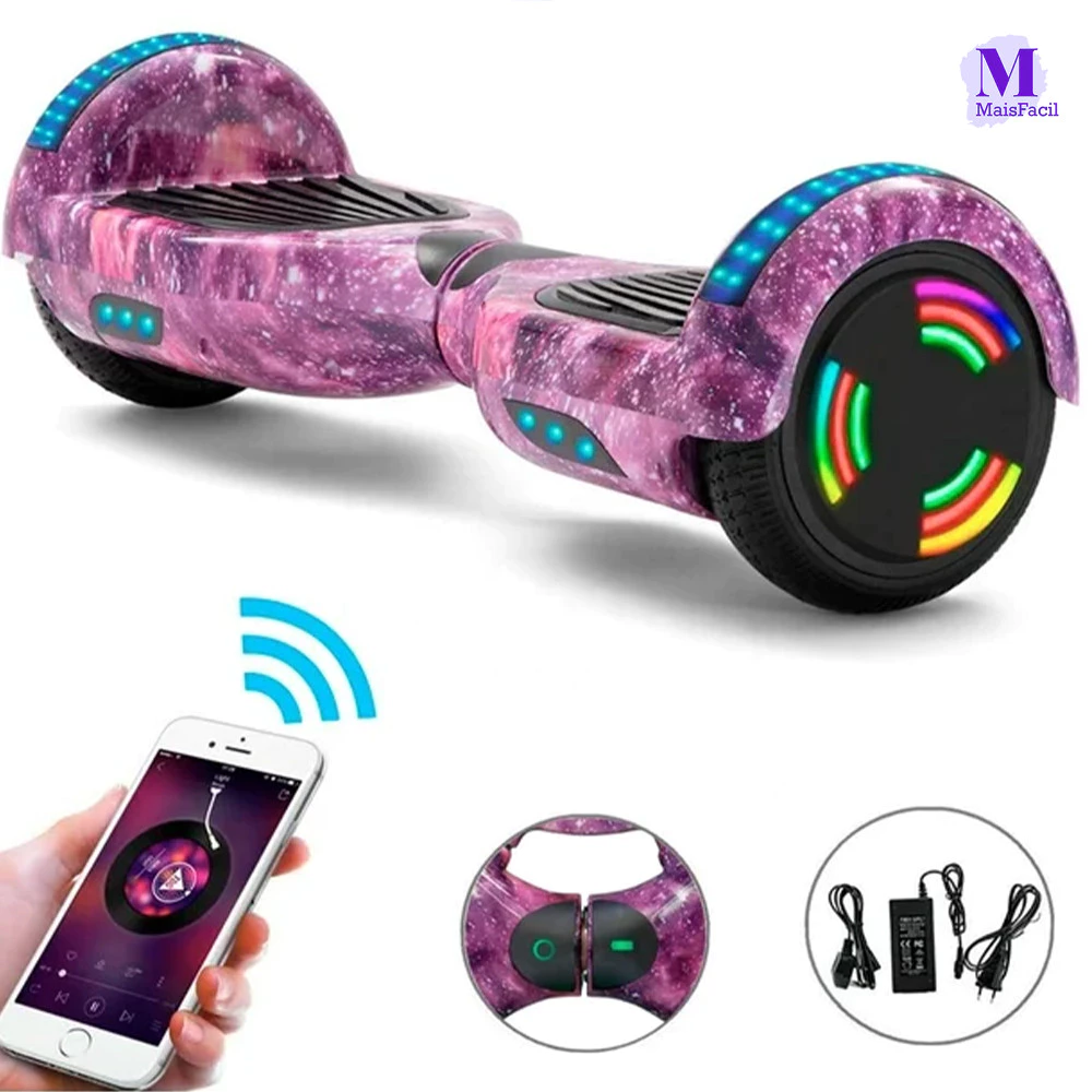 Overboard Infantil 6.5" - Skate Elétrico com Caixa de Som Bluetooth e Bateria Longa Duração