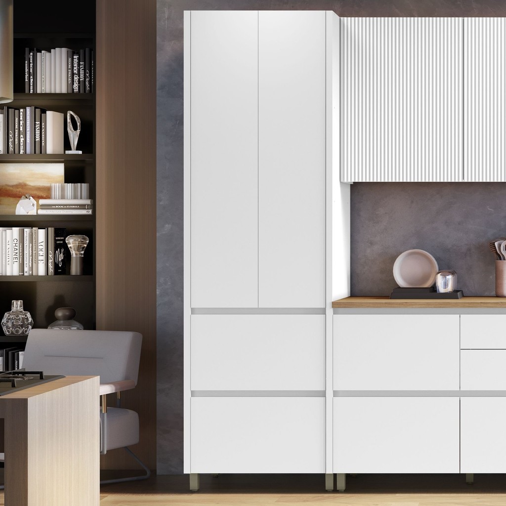 Paneleiro 2 Portas 2 Gavetas 70Cm  100% Mdf Rainha Branco - Home & Living