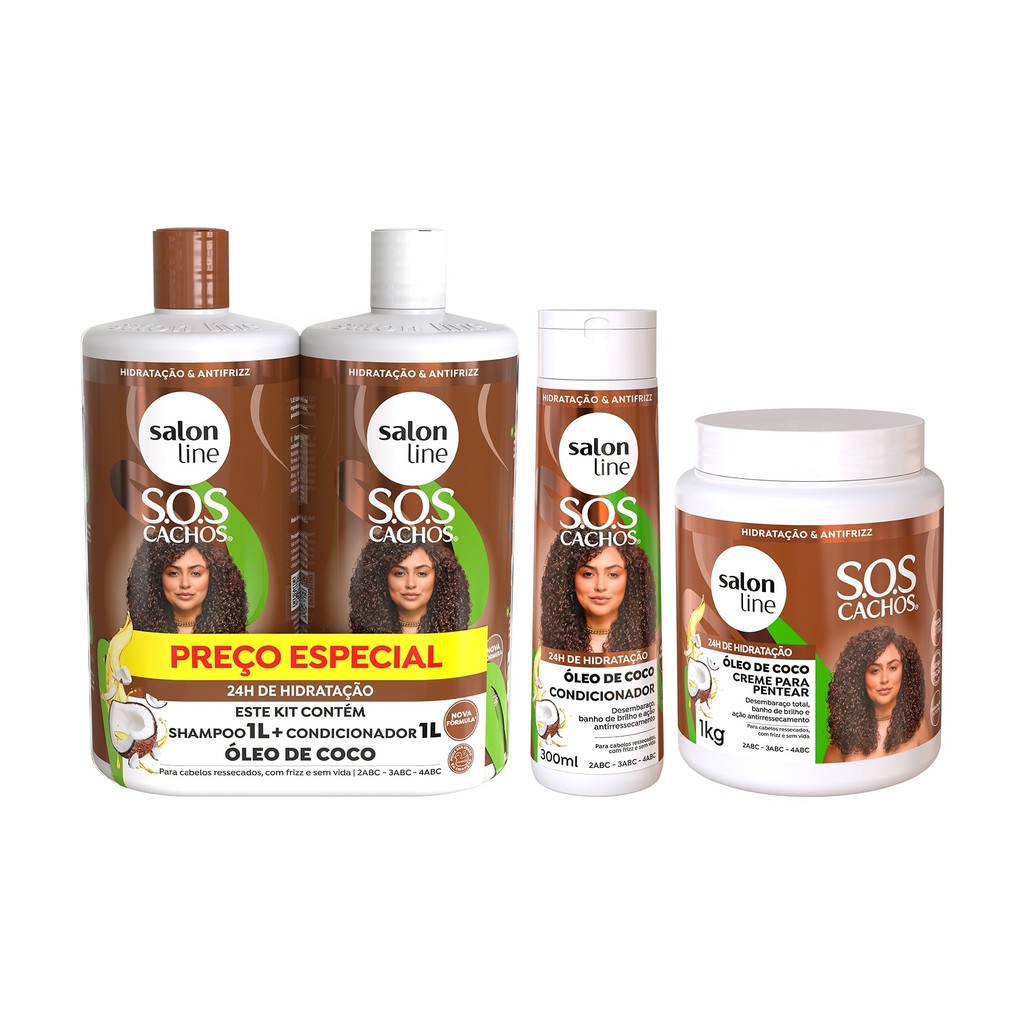 Kit para Cacheadas com SOS Cachos Coco Salon Line - Beauty