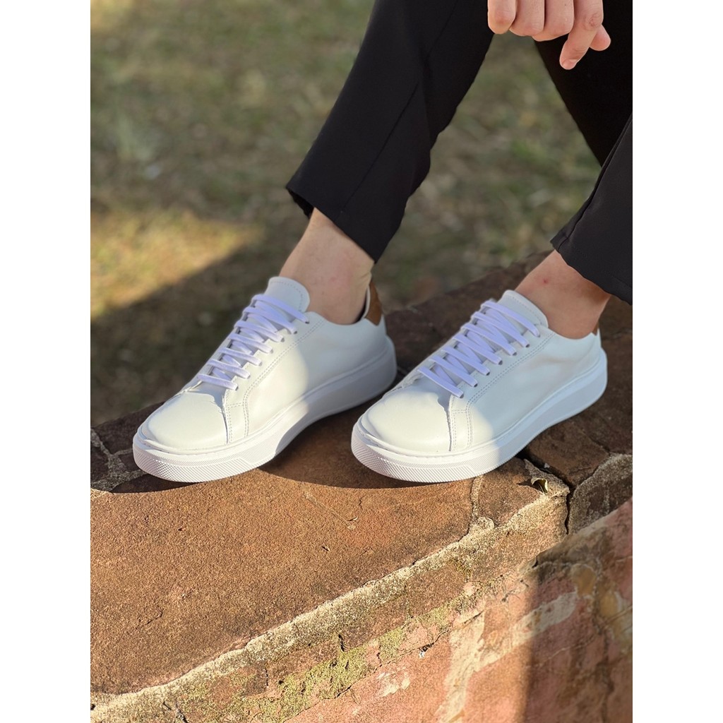 Tênis Casual Masculino Couro Nobre Premium Confortável