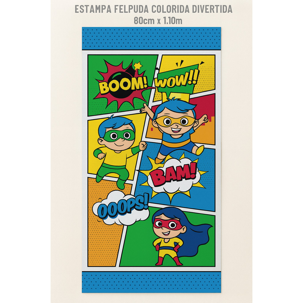 Toalha De Banho Infantil Super Heróis Gibi Lepper Cor Azul