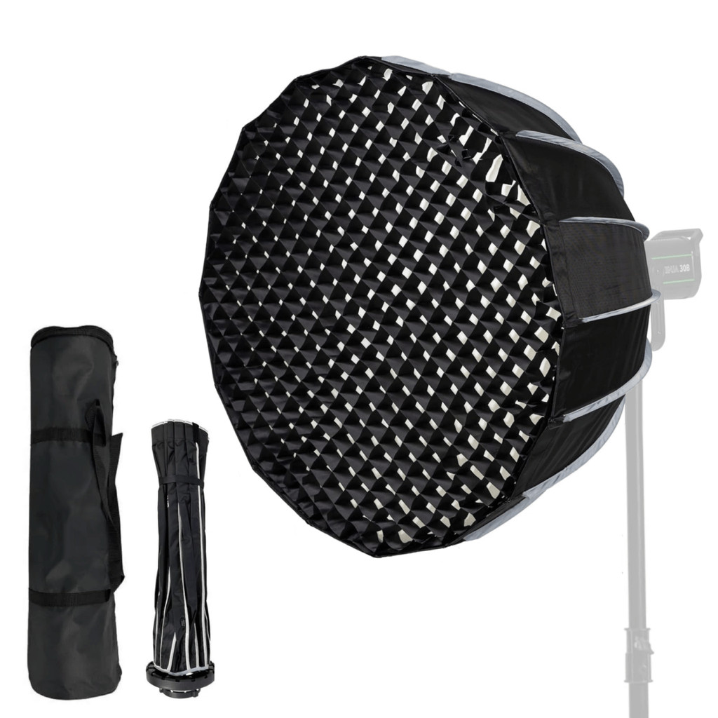 Softbox Parabólico RKP60 Bowens 60cm com Grade Montagem Fácil