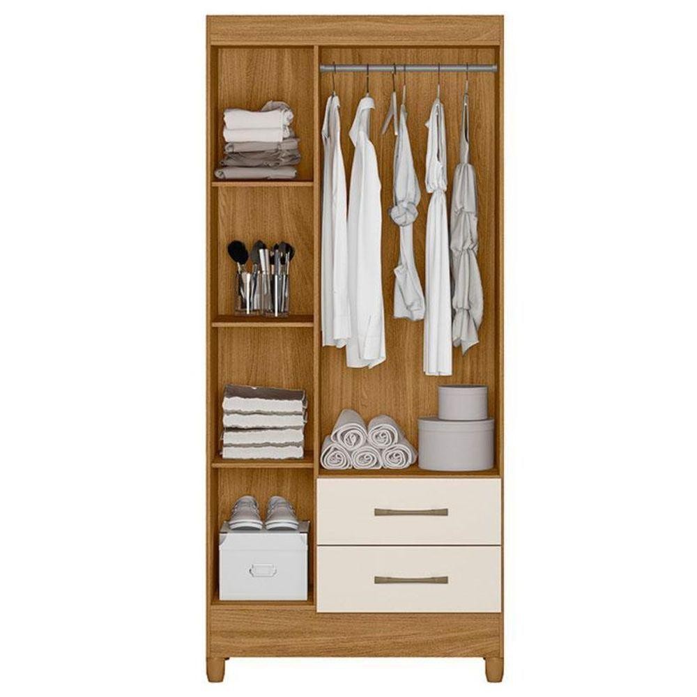 Detalhes do Guarda Roupa Solteiro Ambiente Lima 3 Portas Freijó Off White Moval