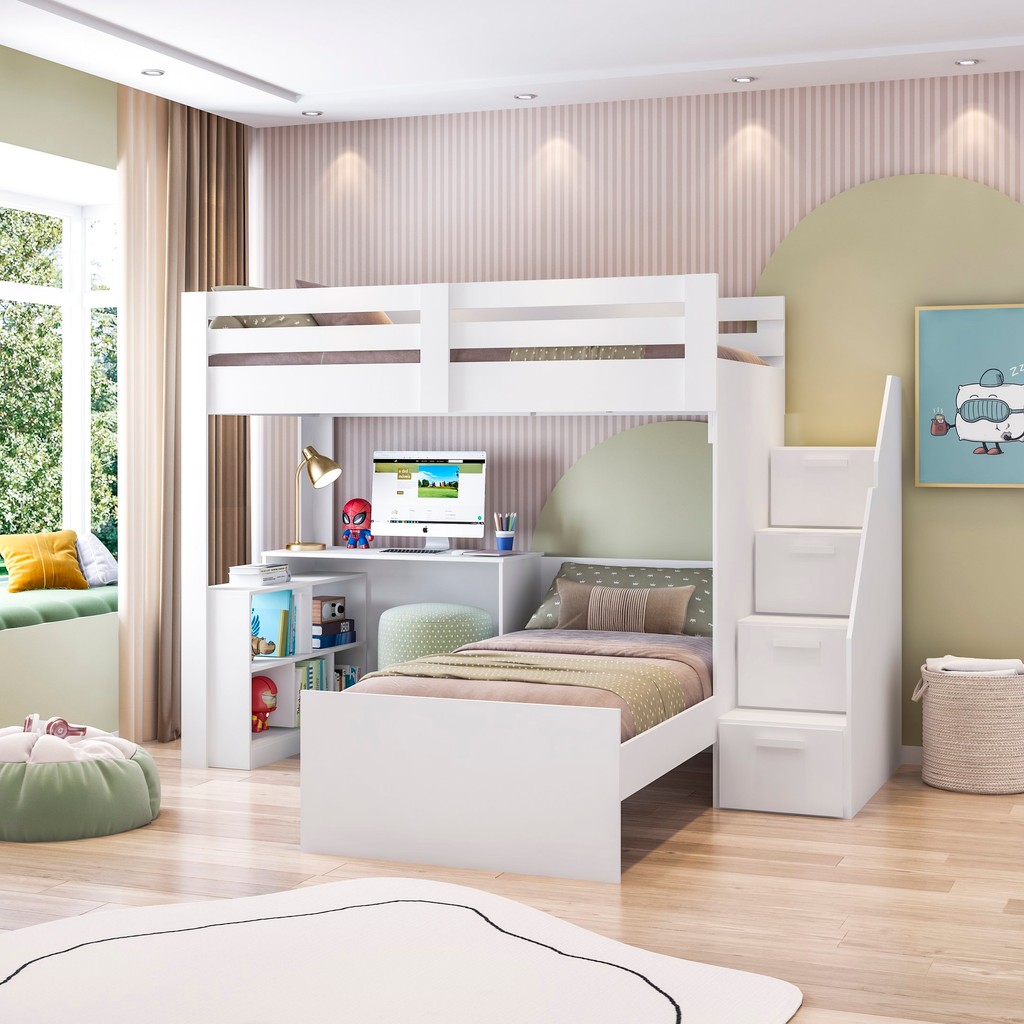 Beliche Star Office Infantil/ Juvenil Multifuncional com Escrivaninha Casatema - Mom & Baby
