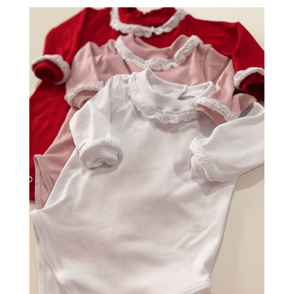 Body Cabelado Bebê Menina Com Renda P à 1 ano