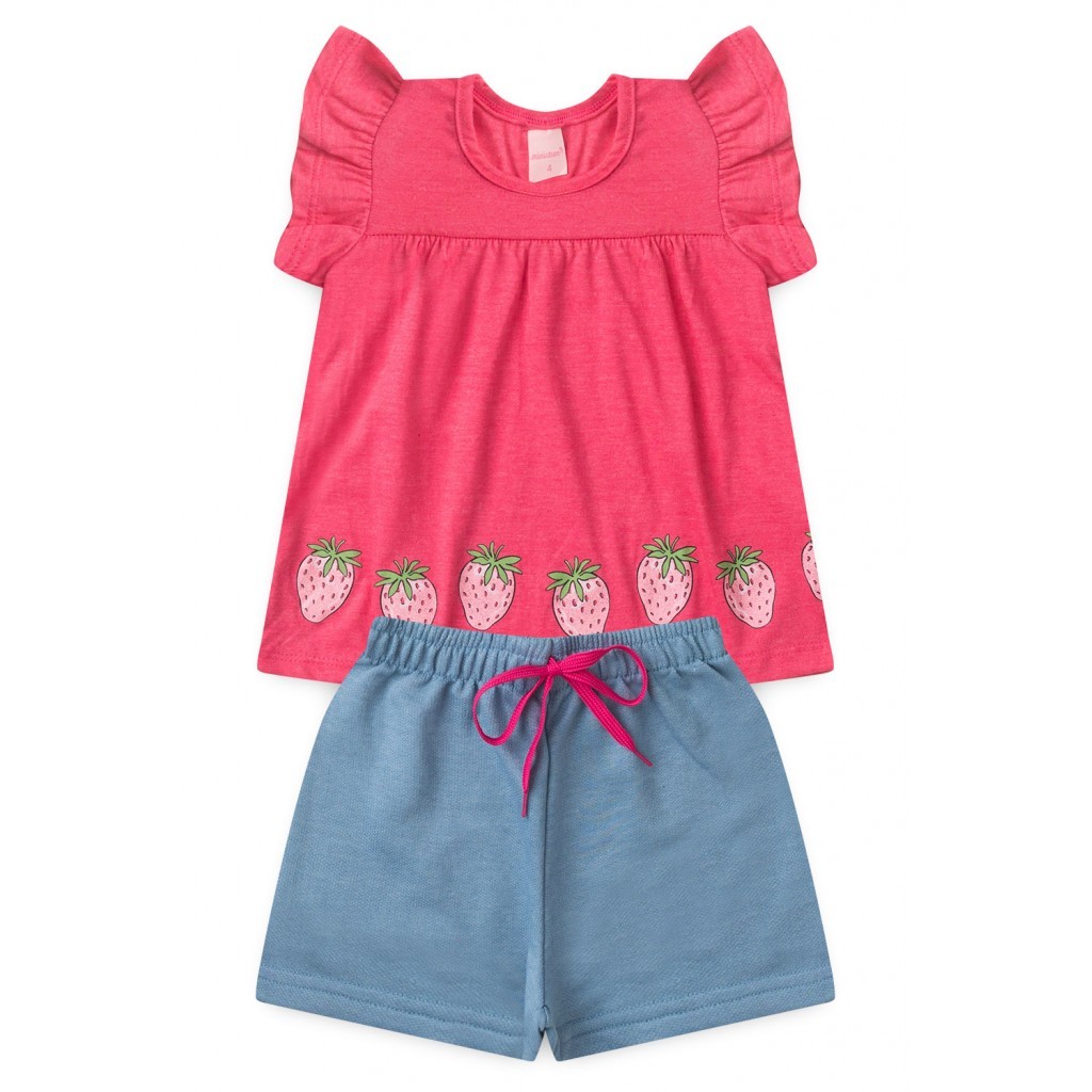 Conjunto Infantil Feminino Morango Do Amor - Baby & Kids Fashion