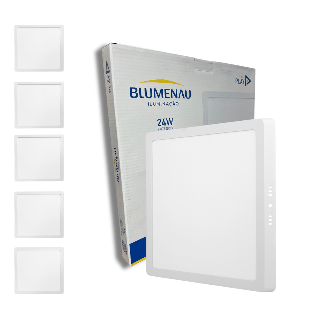 kit 4 Painel Plafon Quadrado Sobrepor 24w Play Bivolt Blumenau Iluminação 6500k 4000k 3000k