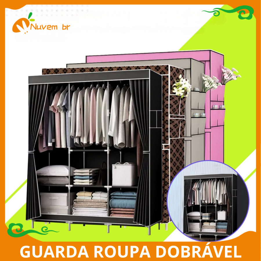 Guarda Roupa Dobrável De Roupas Portátil Organizador  Armário Multiuso Sapatos Nuvem