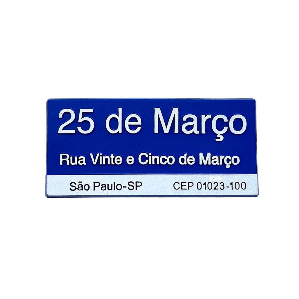 Imã Emborrachado Placa Da Rua 25 de Março São Paulo Brasil Para Geladeira e Murais Metálicos